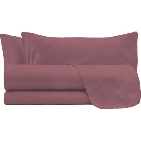 Set Lenzuola Matrimoniale Sopra Sotto e 2 Federe Linea Water Washed Rosso Corallo