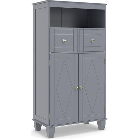 Mueble de almacenaje independiente 56 x 30 x 108 cm con cajones y balda regulable estilo moderno MDF gris 200017187
