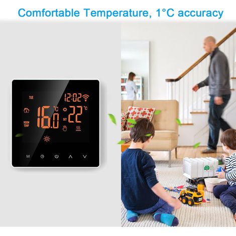Eosnow Wi-Fi Smart Thermostat Digital Temperatur Controller App Steuerelement LCD-Anzeige Touchscreen Woche Programmierbares Elektrobodenheizung für Home School Office Hotel 16A