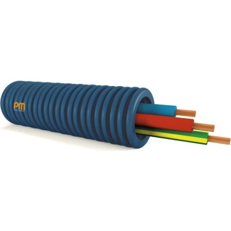 Gaine ICTA préfilée 4x1,5 mm² Ø 16 mm HO7V-U bleu-noir-rouge-vert/jaune couronne 100 m - PM PLASTIC MATERIALS (1/4)