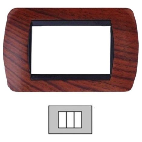 Placca 3 Posti RADICA NOCE LIVING International Compatibile in Acciaio