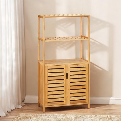 Armoire de rangement bois naturel en bambou 60 x 30 x 120 cm (1/5)