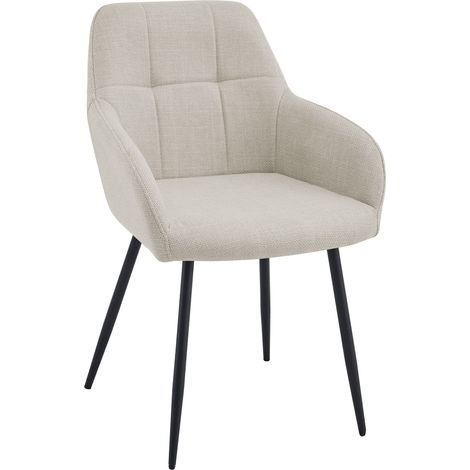 Silla de comedor Fergus de tela Crema (1/5)
