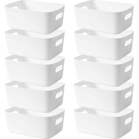 Caja De Almacenamiento - 24x17x10 Cm - Plástico - Con Asas - Apilable - Para Cocina Baño Oficina - 10 Unidades (1/5)