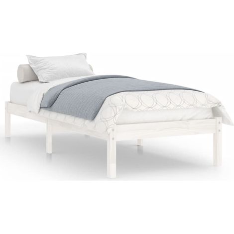 Lit adulte pour 1 personnes, Structure de lit, Assemblage Facile, Blanc Bois de pin massif 90x200 cm OIB1825E (1/5)
