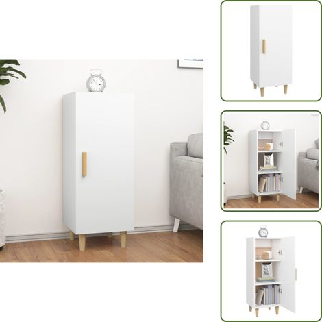 The Living Store Sideboard Weiß 34,5x34x90 cm Holzwerkstoff - Holzwerkstoff (1/5)