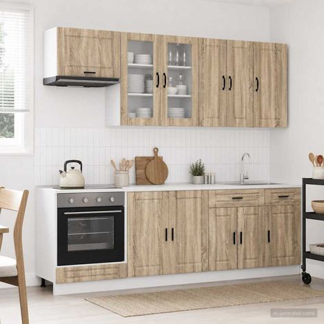 Ensemble de meubles de cuisine 8 pièces avec rangements en bois d’ingénierie, chêne Sonoma - PANGIVO (1/5)