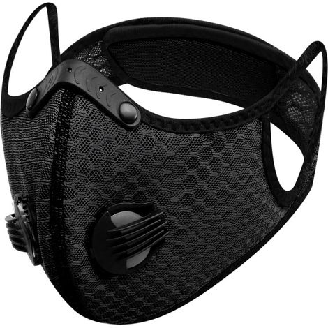 Irovami Vente directe d'usine : masque à charbon actif, masque de sport extérieur, masque de cyclisme et masque anti-smog avec élément filtrant noir (1/5)