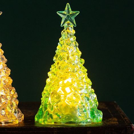 Arbre De Noël Lumineux - Veilleuse En Cristal Transparent - Décoration De Bureau Et Intérieure - 4 Couleurs Disponibles - 1 Pièce (1/2)