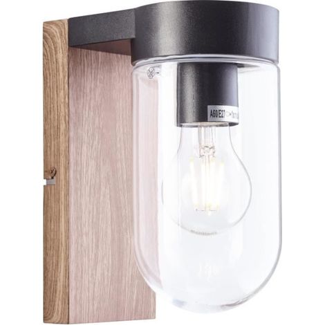 Applique extérieure CABAR - BRILLIANT - bois foncé/noir - métal/verre E27 1x40W (1/4)