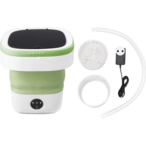 Mini Machine à Laver Portable 7.5L Pliante avec Fonction Séchage Doux et Drainage (Vert, Adaptateur EU)