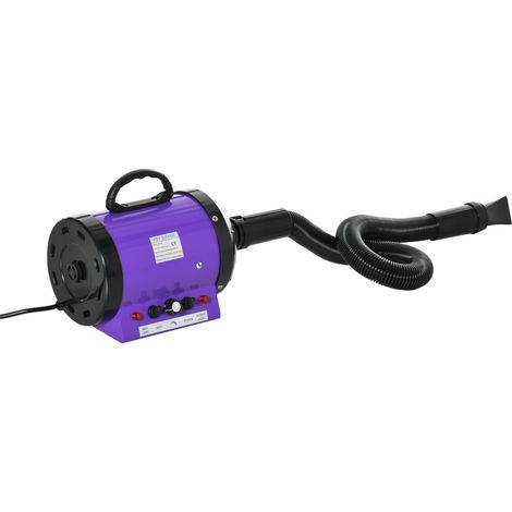 Sèche-poils pour animaux 2800W avec température et vitesse du vent réglables 40x16x20 cm Noir et violet (1/5)