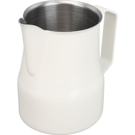 Pichet à Lait 450 ml en Acier Inoxydable 304, Verseur Anti-Goutte pour Mousse de Lait, Cafetière Blanche (1/5)