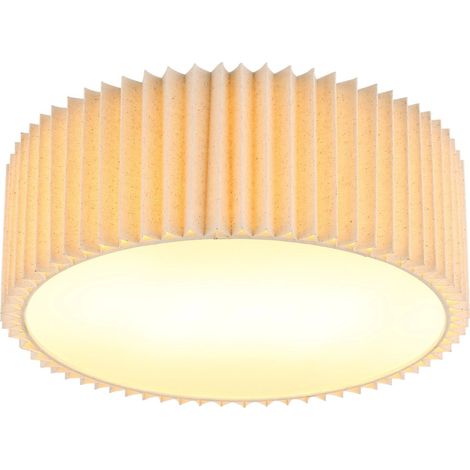 Deckenleuchte Deckenlampe Wohnzimmerlampe Metall Weiß Textil Natur D 33 cm (1/4)