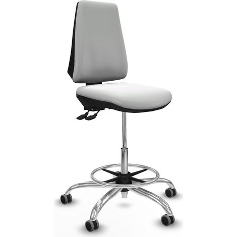 Taburete Elche AS bali blanco base cromada ruedas 65mm engomadas
