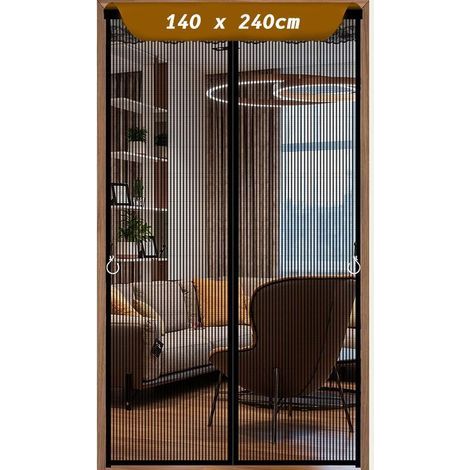 140x240cm Moustiquaire Magnétique Pour Porte, Rideau en Maille, Joint Magnétique de Haut en Bas avec Fermeture Automatique, Maintient l'air frais à l'intérieur- Noir (1/4)