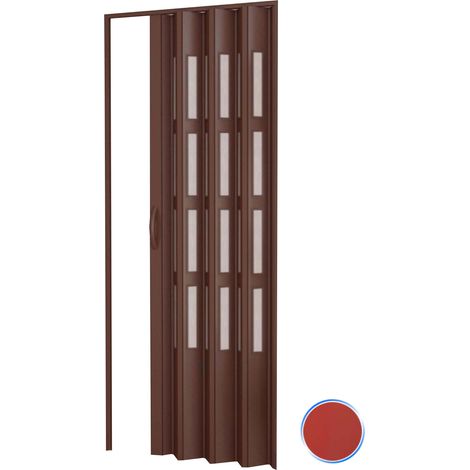 Porta a soffietto da interno in kit con vetri in PVC mod. Sonia Rosso 82x220 cm