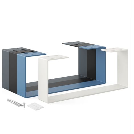 Pied de meuble en métal blanc gris 50x20cm – Support pour table basse, bureau, commode – Charge jusqu'à 100kg – Installation rapide – Holzbrink