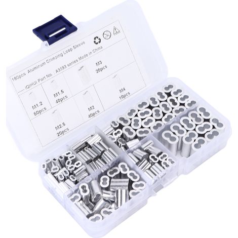 Kit 180 pièces Manchons de Crimpage Aluminium Double Barillet, 6 Tailles, Cosse Universelle pour Câble et Fil (1/5)