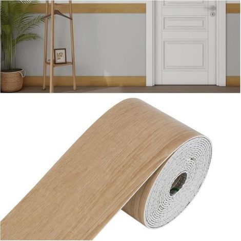 Plinthe souple NBR autocollante Flexible et résistante à l'eau Pour surfaces lisses 10 cm x 10 m Grain de bois marbré (1/4)