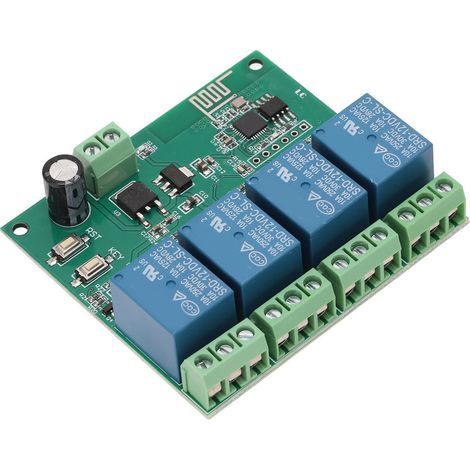 Carte relais 4 voies avec puce ESP8266 commande sans fil WiFi via APP pour équipement électronique 12V CC (1/5)
