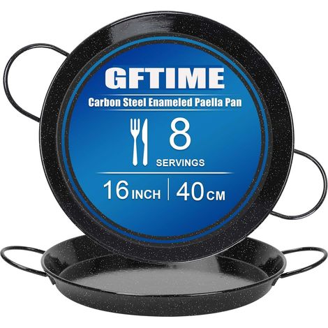 Emaillierte Paellapfanne – 40 cm Paellapfanne, antihaftbeschichtet, für 8 Portionen, perfekt für mediterrane und spanische Gerichte, geeignet für Gas- und Elektroherde (1/5)