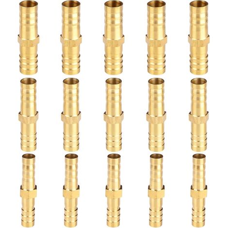15 pièces raccord cannelé laiton droit 4/5/6mm, embout cannelé laiton, raccord tuyau 6mm, connecteur droit étanche pour air, eau, carburant, huile et gaz inerte (1/5)