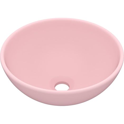 Luxury Bathroom Basin Round Matt Pink 32.5x14 cm Ceramic vidaXL