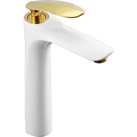 Mexen Lily robinet de lavabo haut, Blanc/Or - 73610-25 (1/2)