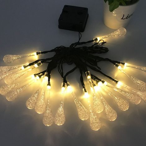 Guirlande lumineuse solaire 50 LED IP65 étanche, multicolore, en forme de goutte d'eau, avec 8 modes d'éclairage pour extérieur, 7 m (1/5)