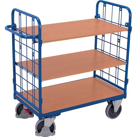 VARIOfit Etagenwagen niedrig 1.000 x 700 mm 3 Böden 2 Wände (1/2)