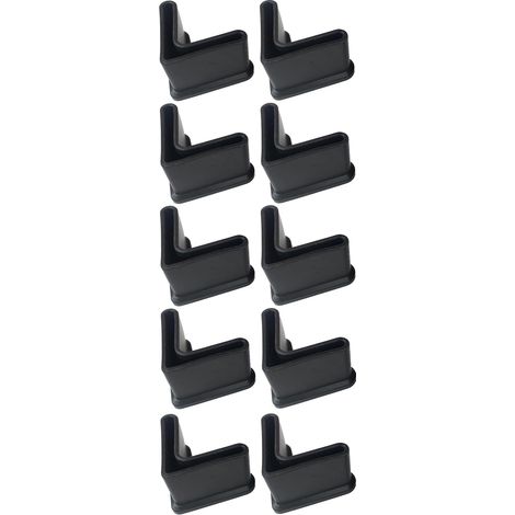 10x embout de pied étagère triangle patin plastique caoutchouc souple tube profilé protection capuchon meuble, 40mm