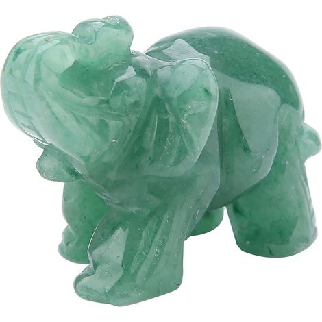 Figurine d'éléphant en cristal sculpté dans du jade naturel de 5 cm (2 pouces) - Objet de décoration et d'ameublement (03) (1/5)
