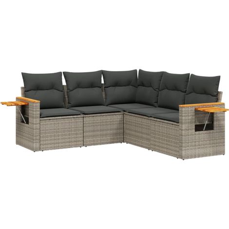 Maison Exclusive - 5-tlg. Garten-Sofagarnitur mit Kissen Grau Pol