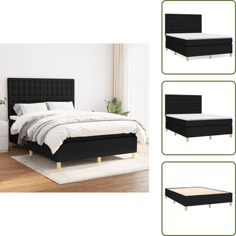 Letto con materasso a molle insacchettato - vidaXL Giroletto a Molle con Materasso Nero 140x190 cm in Tessuto - Letto con materasso morbido