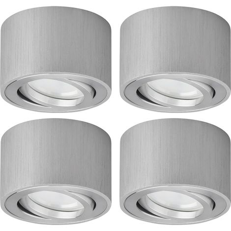 Module LED avec ampoule argentée 5 W incluse, spot encastré rond blanc chaud 400 lm 3000 K, kit de montage en surface 80 x 50 mm avec réflecteur et boîtier de lampe. (1/3)