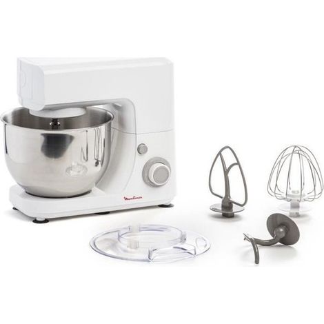 MOULINEX Robot Pâtissier Essential Robot Multifonction - 800W - 6 Vitesses Inox 4,8 L - Kit Pâtisserie Fouet Pétrin Batteur (1/5)