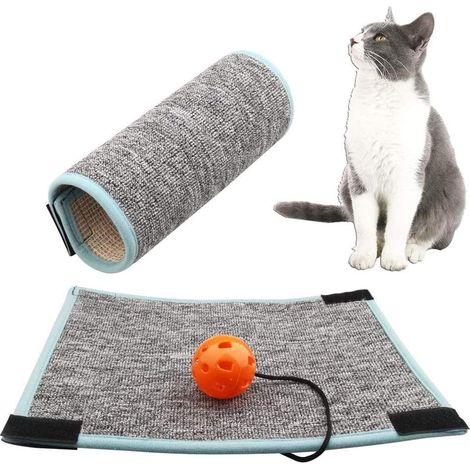 Grattoir Chat Tapis, Tapis Anti Rayures pour Chat, Jouet de Soins pour Griffes de Chat Anti Dérapant, pour Griffes de Meulage de Chaton, la Protection des Tapis et Canapés-Fei Yu (1/5)