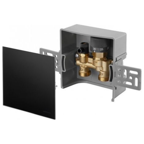 OVENTROP Unibox E RTL Régulation de la température de retour fermée, verre véritable noir, 1022761
