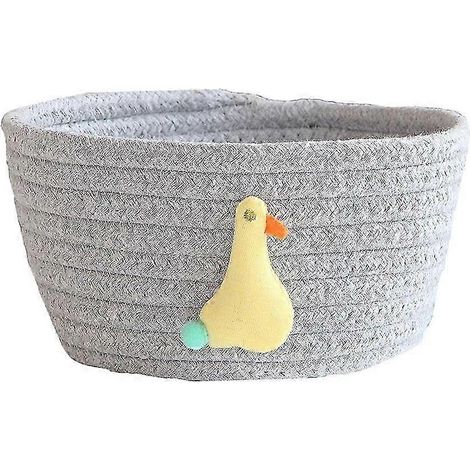 Panier de rangement en fil de coton de style japonais, boîte de rangement pour jouets et objets divers, idéale pour la chambre, le salon ou le bureau.-Gray Duck