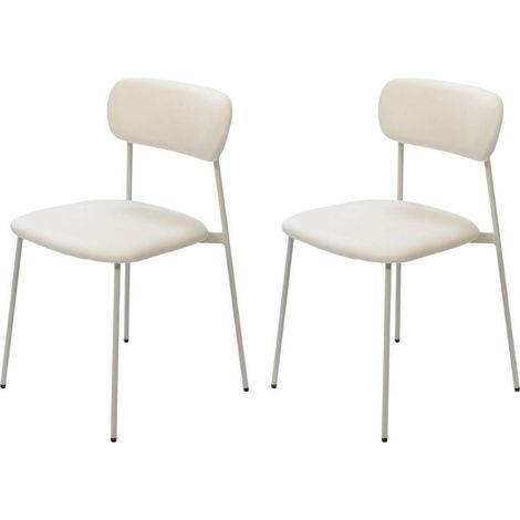 Amadeus - Chaise de salle à manger en velours blanc et métal Elma (lot de 2) (1/3)