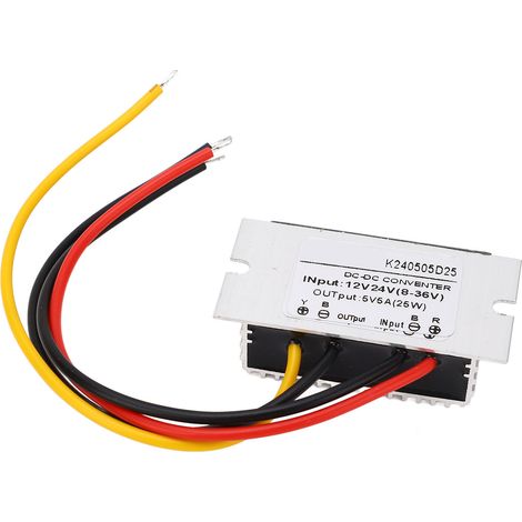 Module abaisseur DC boîtier aluminium convertisseur de tension haute efficacité 12V 24V vers 5V 5A (1/5)