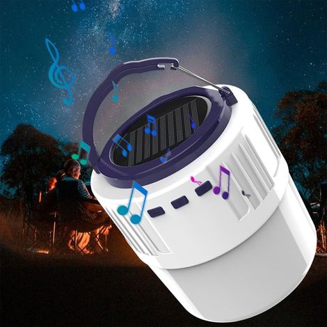 Lampe De Camping Audio Bluetooth - 24 Led - Charge Solaire Et Usb - Haut-Parleurs Stéréo - Étanchéité Ip5 - Pour Extérieur Et Loisirs - 1 Pièce (1/5)