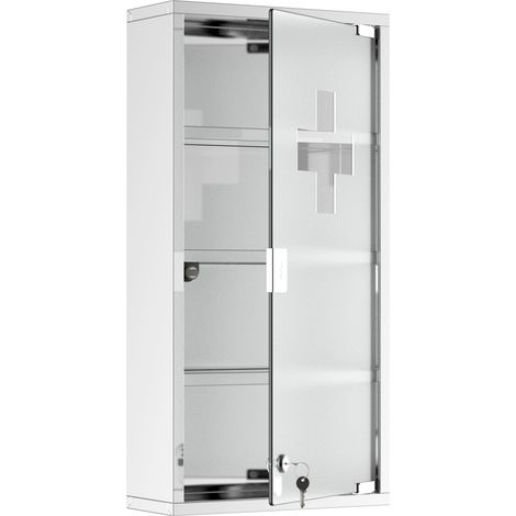 Armario para medicamentos de acero inoxidable con cerradura 30 x 12 x 60 cm (1/5)