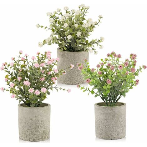 Gypsophila Artificielles Mini Plantes en Pot Decoration pour Maison Mariage Exterieur Bureau Table Jardin 3pcs (1/4)