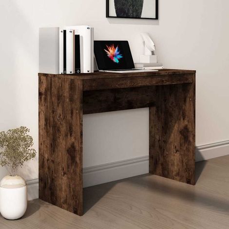 vidaXL Escritorio de madera contrachapada roble ahumado 90x40x72 cm (1/5)