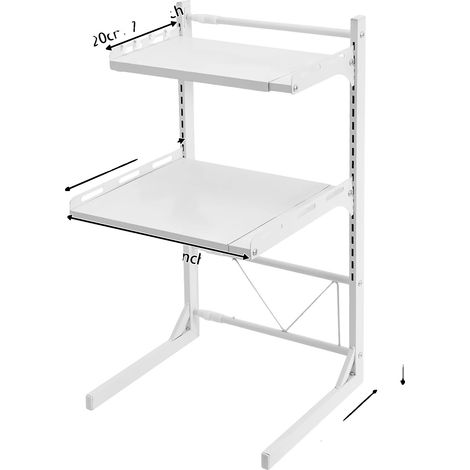 Soporte para horno microondas, diseño extensible, altura ajustable, BLANCO (1/2)