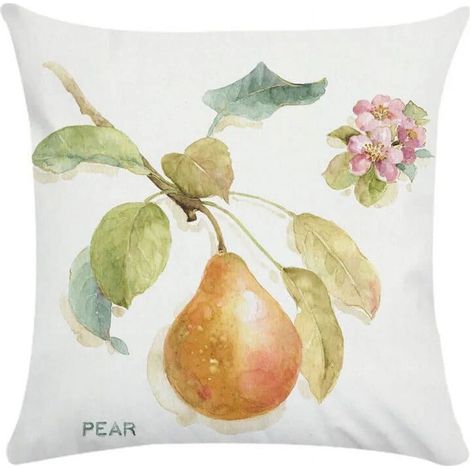 Taie D'oreiller Coton Lin - Imprimé Fruit Peinture à l'huile - Double Face - Pour Canapé Lit Bureau Voiture - 40x40 cm (1/5)