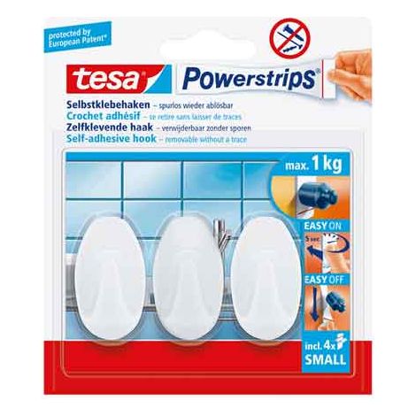 GANCIO OVALE 'POWERSTRIPS®' SMALL 3 ganci + 4 strisce - TESA