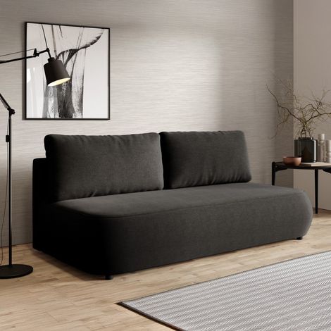Sofá Cama 2 Plazas Brugnato, Almacenamiento, Cojines Desenfundables, Reclinable, 210x106 cm Negro (1/5)